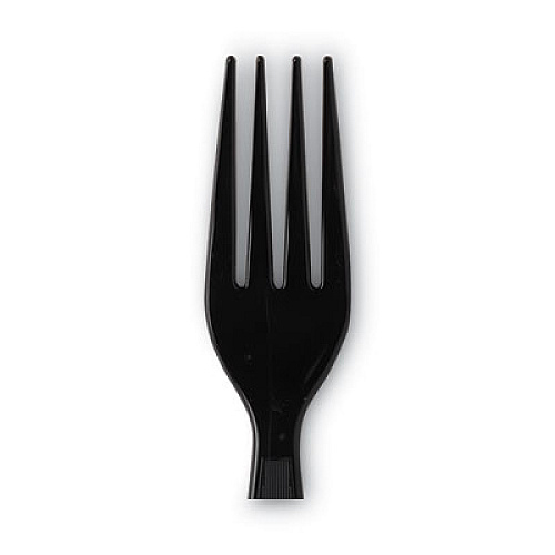 Dixie Individually Wrapped Heavyweight Forks, Plastic, Black, 1,000/Carton (FH53C7)