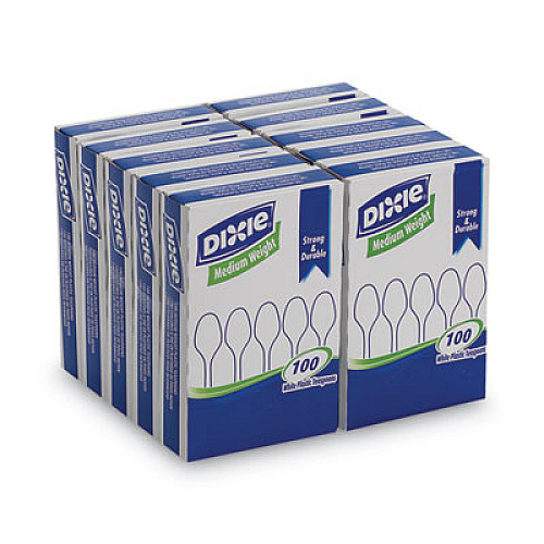 Dixie Plastic Cutlery, Heavy Mediumweight Teaspoons, White, 1,000 Carton (TM207CT)