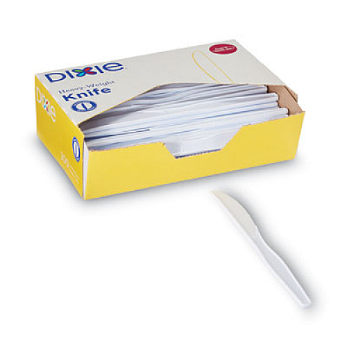 Dixie Plastic Cutlery, Heavyweight Knife, White, 1,000/Carton (KH207CT)