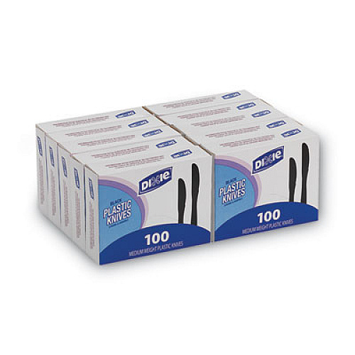 Dixie Plastic Tableware, Heavy Mediumweight Knife, Black, 100/Box, 10 Boxes/Carton (KM507CT)
