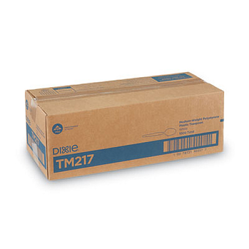Dixie Plastic Cutlery, Heavy Mediumweight Spoon, White, 1,000/Carton (TM217)