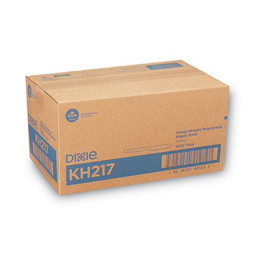 Dixie Plastic Cutlery, Heavyweight Knife, 7.5", White, 1,000/Carton (KH217)