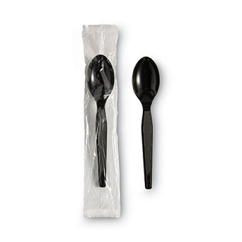 Dixie Individually Wrapped Heavyweight Spoon, Plastic, Black, 1,000/Carton (TH53C7)