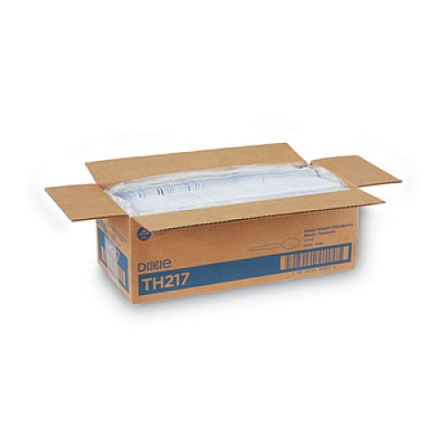 Dixie Plastic Cutlery, Heavyweight Spoon, White, 1,000/Carton (TH217)