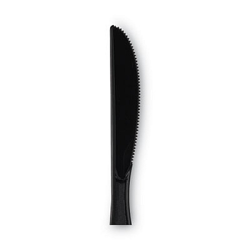 Dixie Plastic Tableware, Heavy Mediumweight Knives, Black, 100/Box (KM507)