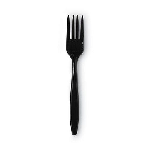 Dixie Individually Wrapped Heavyweight Forks, 6.88", Plastic, Black, 1,000/Carton (PFH53C)