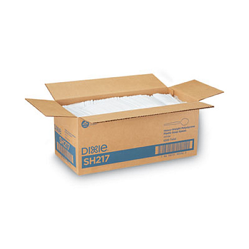 Dixie Plastic Cutlery, Heavyweight Soup Spoon, White, 1,000/Carton (SH217)