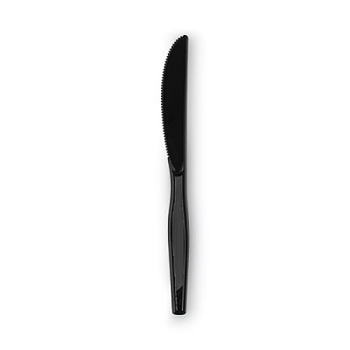 Dixie Plastic Cutlery, Heavy Mediumweight Knife, Black, 1,000/Carton (KM517)