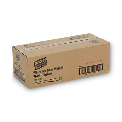 Dixie Plastic Cutlery, Mediumweight Knife, White, 1,000/Carton (PKM21)
