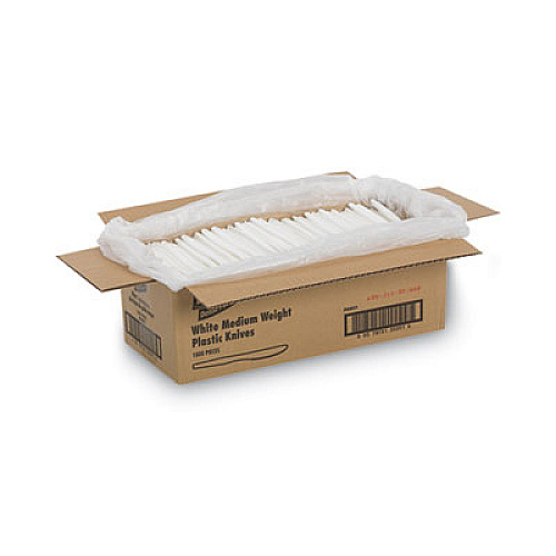 Dixie Plastic Cutlery, Mediumweight Knife, White, 1,000/Carton (PKM21)
