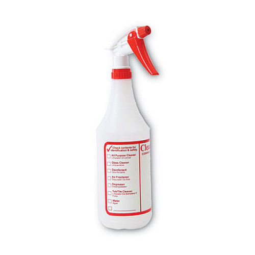 Boardwalk General Purpose Plastic Bottle with Trigger Spray, 32 oz, Clear/Red, 3/Pack (03010)
