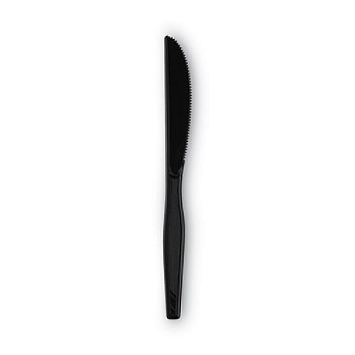 Dixie Plastic Tableware, Heavy Mediumweight Knife, Black, 100/Box, 10 Boxes/Carton (KM507CT)
