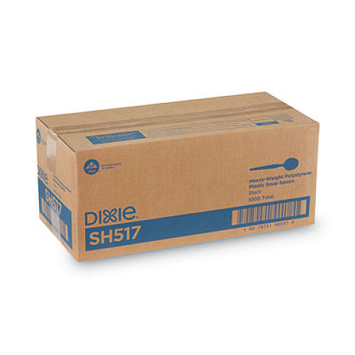 Dixie Plastic Cutlery, Heavyweight Soup Spoon, Black, 1,000/Carton (SH517)