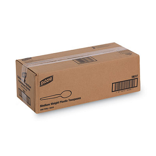Dixie Plastic Cutlery, Heavy Mediumweight Spoon, Black, 1,000/Carton (TM517)