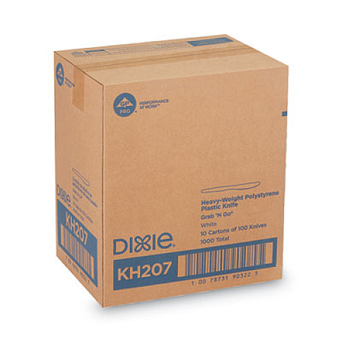 Dixie Plastic Cutlery, Heavyweight Knife, White, 1,000/Carton (KH207CT)