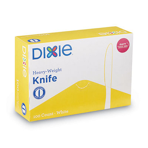 Dixie Plastic Cutlery, Heavyweight Knife, White, 100/Box (KH207)