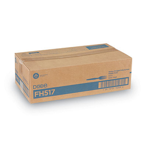 Dixie Plastic Cutlery, Heavyweight Fork, Black, 1,000/Carton (FH517)