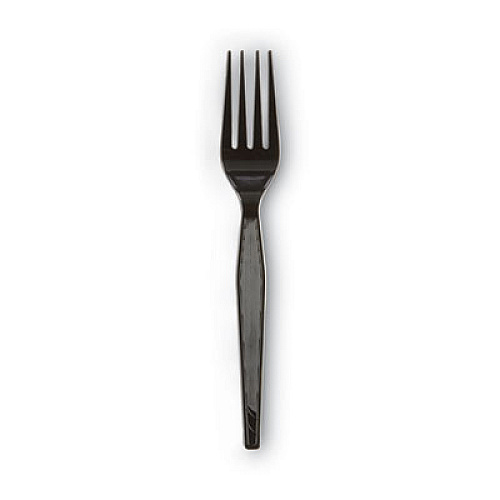 Dixie Plastic Cutlery, Heavyweight Fork, Black, 1,000/Carton (FH517)