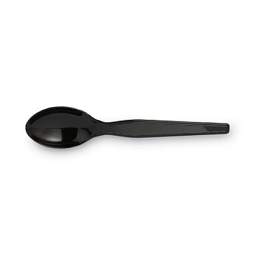 Dixie Plastic Cutlery, Heavyweight Spoon, Black, 1,000/Carton (TH517)