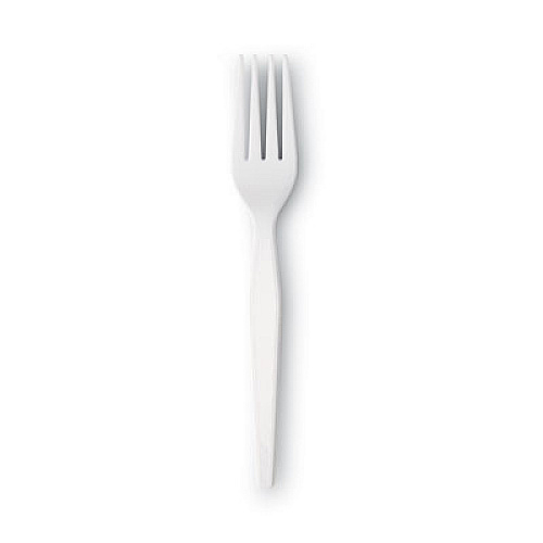 Dixie Plastic Cutlery, Heavyweight Fork, White, 1,000/Carton (FH217)