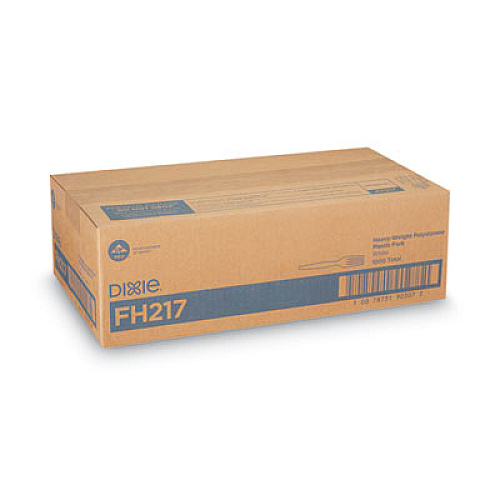 Dixie Plastic Cutlery, Heavyweight Fork, White, 1,000/Carton (FH217)
