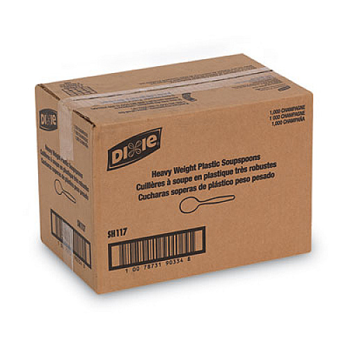 Dixie Plastic Cutlery, Heavyweight Soup Spoons, 5 3/4", Champagne, 1,000/Carton (SH117)
