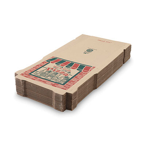 ARVCO Corrugated Pizza Boxes, Storefront, 12 x 12 x 1.75, Brown/Red/Green, 50/Carton (7122504)