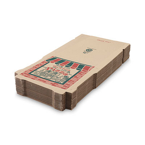 ARVCO Corrugated Pizza Boxes, Storefront, 18 x 18 x 1.75, Brown/Red/Green, 50/Carton (7182504)