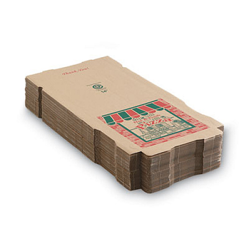 ARVCO Corrugated Storefront Pizza Boxes, 8 x 8, Kraft/Red/Green, 50/Carton (7082504)