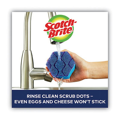 Scotch-Brite Advanced Scrub Dots Non-Scratch Scrub Sponges, 3.2 x 3.7, 1" Thick, Light Blue/Purple, 2/Pack (SDA2)