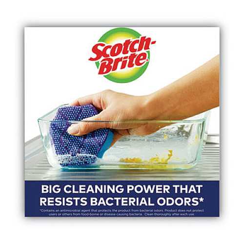 Scotch-Brite Advanced Scrub Dots Non-Scratch Scrub Sponges, 3.2 x 3.7, 1" Thick, Light Blue/Purple, 2/Pack (SDA2)