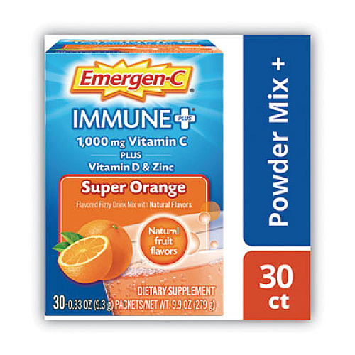 Emergen-C Immune+ Formula, 0.33 oz, Super Orange, 30 Packets (F85898100042)