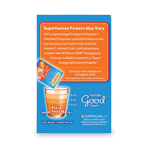 Emergen-C Immune+ Formula, 0.33 oz, Super Orange, 30 Packets (F85898100042)