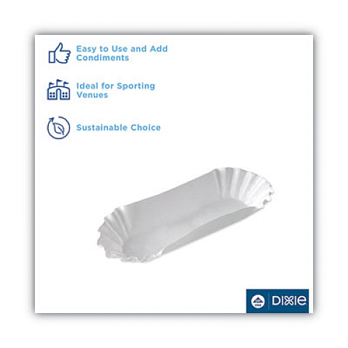 Dixie Medium Weight Fluted Hot Dog Trays, 8", White, 250/Pack, 12 Packs/Carton (HD8050)