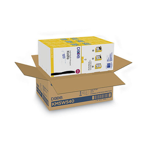 Dixie Grab'N Go Wrapped Cutlery, Knife, Plastic, Black, 90/Box, 6 Boxes/Carton (KM5W540)