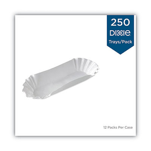 Dixie Medium Weight Fluted Hot Dog Trays, 8", White, 250/Pack, 12 Packs/Carton (HD8050)