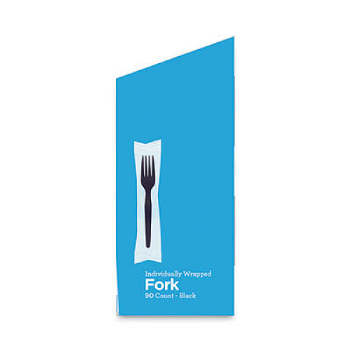 Dixie Grab'N Go Wrapped Cutlery, Fork, Plastic, Black, 90/Box (FM5W540PK)