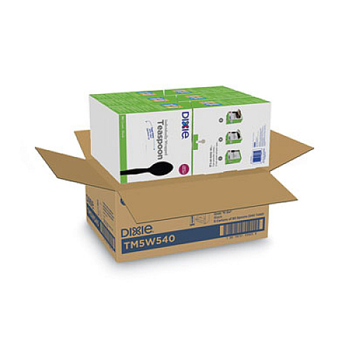 Dixie Grab N Go Wrapped Cutlery, Spoon, Plastic, Black, 90/Box, 6 Boxes/Carton (TM5W540)