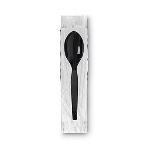 Dixie Grab N Go Wrapped Cutlery, Spoon, Plastic, Black, 90/Box, 6 Boxes/Carton (TM5W540)
