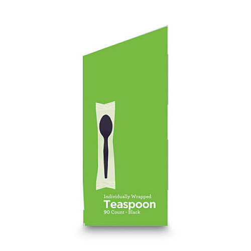 Dixie Grab'N Go Wrapped Cutlery, Spoon, Plastic, Black, 90/Box (TM5W540PK)