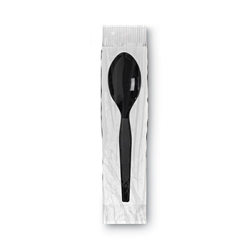Dixie Grab'N Go Wrapped Cutlery, Spoon, Plastic, Black, 90/Box (TM5W540PK)