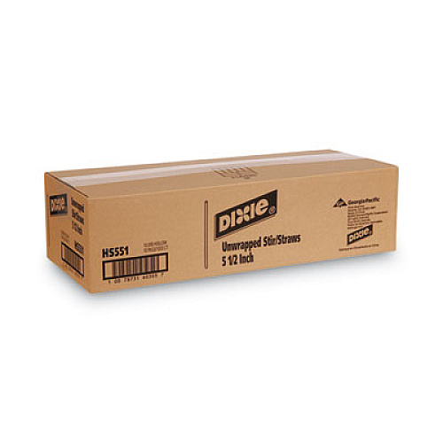 Dixie Unwrapped Hollow Stir-Straws, 5 1/2", Plastic, White/red, 1000/box, 10 Boxes/ct (HS551CT)