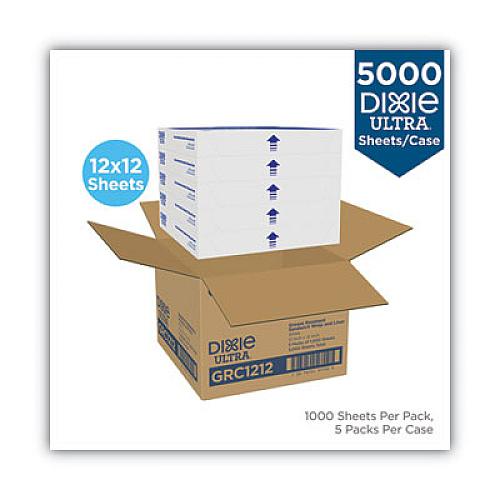 Dixie All-Purpose Food Wrap, Dry Wax Paper, 12 x 12, White, 1,000 Sheets/Pack, 5 Packs/Carton (GRC1212)