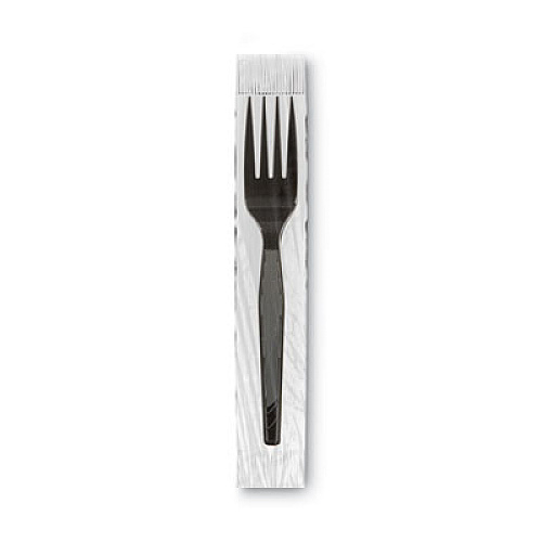 Dixie Grab'N Go Wrapped Cutlery, Fork, Plastic, Black, 90/Box (FM5W540PK)