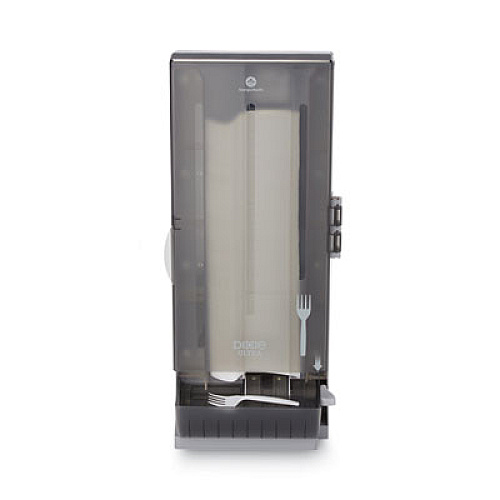 Dixie SmartStock Dining Utensil Dispenser, Holds 120 Forks, 10 x 8.78 x 24.75, Smoke (SSFPD120)
