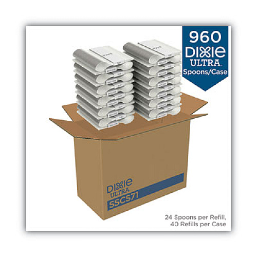 Dixie SmartStock Plastic Cutlery Refill, Spoon, Natural, 40 Pack, 24 Packs/Carton (SSCS71)
