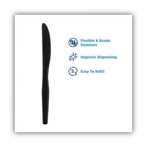 Dixie SmartStock Plastic Cutlery Refill, Series-O, Heavyweight Knife, Black, 40/Pack, 24 Packs/Carton (SSPKH51)