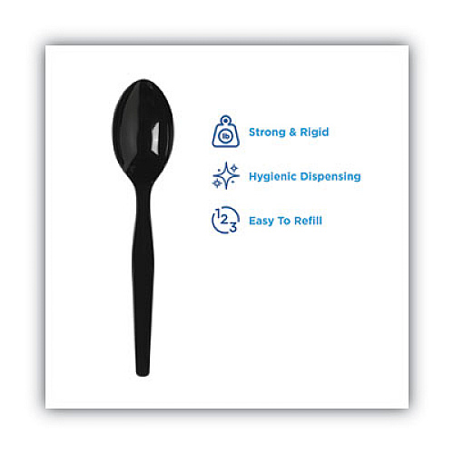Dixie SmartStock Plastic Cutlery Refill, Series-O, Mediumweight Spoon, Black, 40/Pack, 24 Packs/Carton (SSS51)