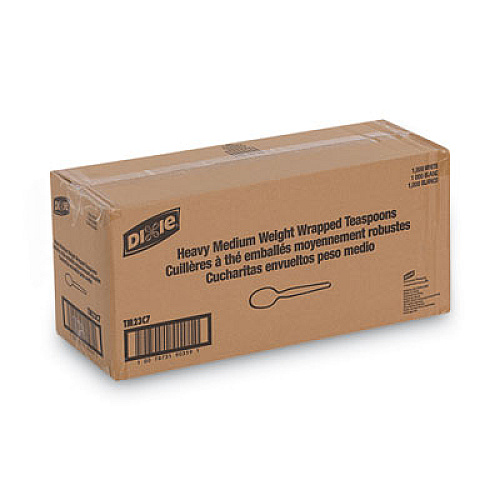 Dixie Individually Wrapped Mediumweight Polystyrene Cutlery, Spoon, Plastic, White, 1,000/Carton (TM23C7)