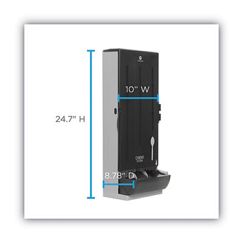 Dixie SmartStock Dining Utensil Dispenser, Holds 120 Spoons, 10 x 8.78 x 24.75, Translucent Black (SSSD120)